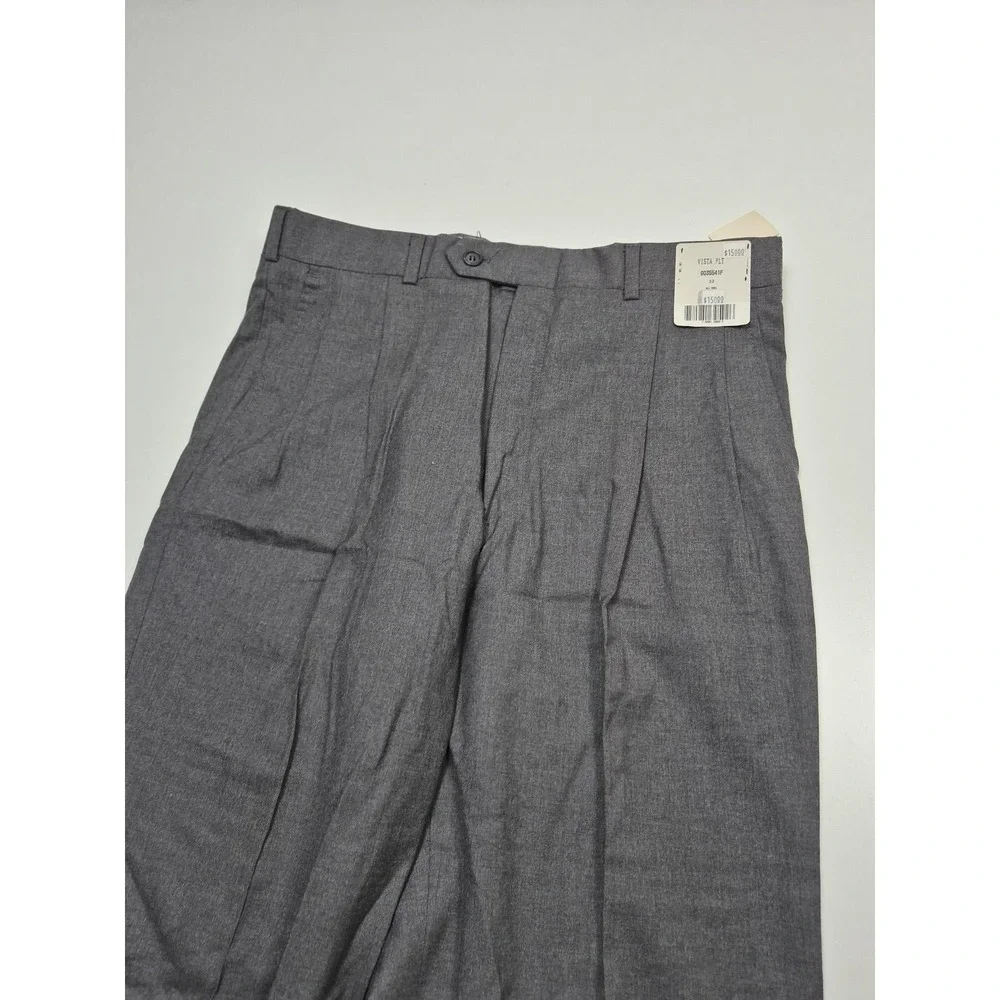 VTG Loro Piana Dress Pants Mens 32x35 Gray Wool Super 100s Pleated Unhemmed NWT